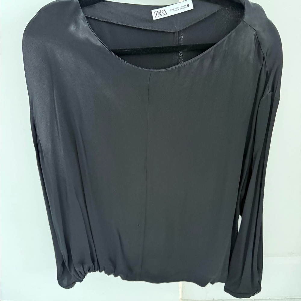 Zara Women's black Satin Blouse